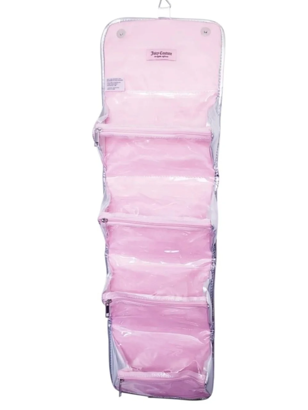 New Juicy Couture light pink Scottie velour travel makeup organizer